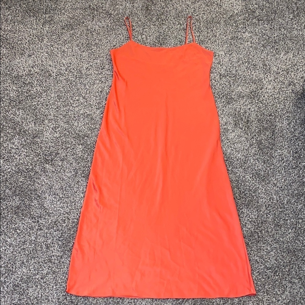 Natori Ankle Length Slip Dress in Red/Orange